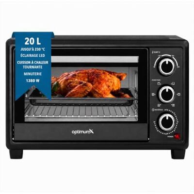OptimumX Haushaltsgeräte OptimumX Mini Four Électrique 20L Four Compact à Chaleur Tournante, 1380W, 6 Fonctions de Cuisson, Minuterie 60 min, Noir OptimumX Haushaltsgeräte OptimumX Mini Four Électrique 20L Four Compact à Chaleur Tournante, 1380W, 6 Fonctions de Cuisson, Minuterie 60 min, Noir