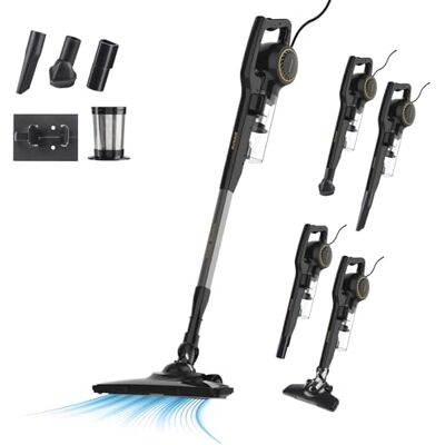 Taurus Aspirateur balai 600W 18 000 Pa 3-en-1 lance et brosse pour tissus Filtre HEPA Câble 6 m Système cyclonique Noir Taurus Aspirateur balai 600W 18 000 Pa 3-en-1 lance et brosse pour tissus Filtre HEPA Câble 6 m Système cyclonique Noir