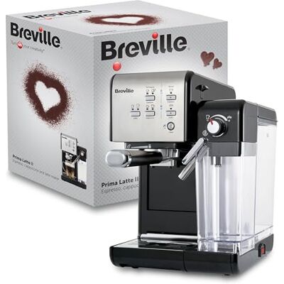 Breville Prima Latte II machine à café espresso, latte et cappuccino, pompe professionnelle 15 bars et mousseur à lait, argent Breville Prima Latte II machine à café espresso, latte et cappuccino, pompe professionnelle 15 bars et mousseur à lait, argent