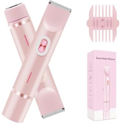 Horuili i Tondeuse de bikini rechargeable à double tête pour homme et femme Rasoir intime pour peau lisse Épilateur électrique pour les zones sensibles (rose) Horuili i Tondeuse de bikini rechargeable à double tête pour homme et femme Rasoir intime pour peau lisse Épilateur électrique pour les zones sensibles (rose)