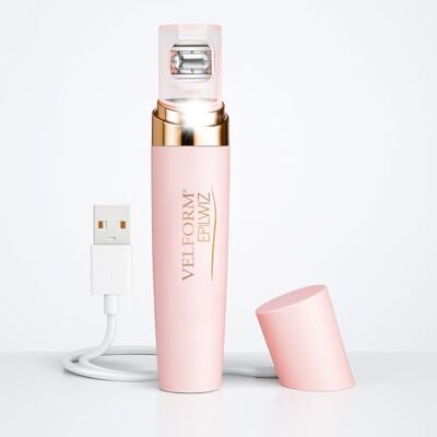 VELFORM Epilwiz, épilateur facial rechargeable, câble USB, système d'épilation avancé avec lumière LED, tête plaquée or 18 carats, tous types de peau (Advanced USB) VELFORM Epilwiz, épilateur facial rechargeable, câble USB, système d'épilation avancé avec lumière LED, tête plaquée or 18 carats, tous types de peau (Advanced USB)