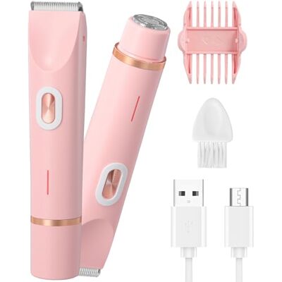 ECHOBUY Tondeuse bikini 2 en 1 pour femme Rasoir intime électrique IPX7 étanche pour les zones intimes Rechargeable par USB Rasoir humide et sec pour femme Rose ECHOBUY Tondeuse bikini 2 en 1 pour femme Rasoir intime électrique IPX7 étanche pour les zones intimes Rechargeable par USB Rasoir humide et sec pour femme Rose