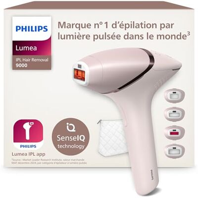 Philips Lumea série 9000, Épilateur à lumière pulsée, alternative à l'épilation laser, technologie SenseIQ, 4 accessoires pour corps, visage, maillot et aisselles, usage avec ou sans fil, BRI957/00 Philips Lumea série 9000, Épilateur à lumière pulsée, alternative à l'épilation laser, technologie SenseIQ, 4 accessoires pour corps, visage, maillot et aisselles, usage avec ou sans fil, BRI957/00