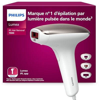 Philips Lumea série 7000, Épilateur à lumière pulsée, alternative à l'épilation laser, 3 embouts pour le corps, le visage et le maillot, modèle SC1999/00 Philips Lumea série 7000, Épilateur à lumière pulsée, alternative à l'épilation laser, 3 embouts pour le corps, le visage et le maillot, modèle SC1999/00