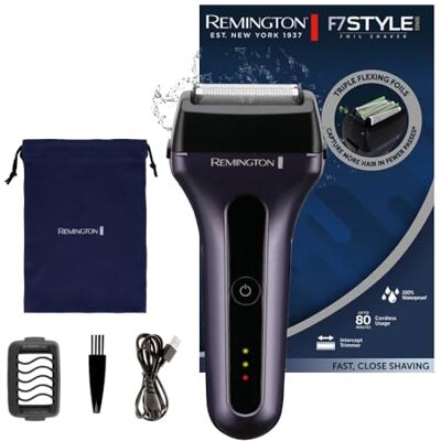 Remington Rasoir à grille électrique F7 (3 grilles flexibles de rasage pour poils longs et courts, rasage rapide et doux, humide et sec, 100% étanche, tondeuse précision, batterie lithium) F7000 Remington Rasoir à grille électrique F7 (3 grilles flexibles de rasage pour poils longs et courts, rasage rapide et doux, humide et sec, 100% étanche, tondeuse précision, batterie lithium) F7000