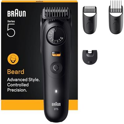 Braun Tondeuse à barbe Series 5 BT5520 + 4 accessoires, 40 réglages de longueur, lame tranchante, noir Braun Tondeuse à barbe Series 5 BT5520 + 4 accessoires, 40 réglages de longueur, lame tranchante, noir