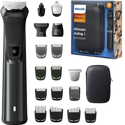 Philips Multigroom Série 7000, Tondeuse Multi-styles 18-en-1 pour Visage, Cheveux et Corps avec Technologie DualCut (Modèle MG7785/15) Philips Multigroom Série 7000, Tondeuse Multi-styles 18-en-1 pour Visage, Cheveux et Corps avec Technologie DualCut (Modèle MG7785/15)