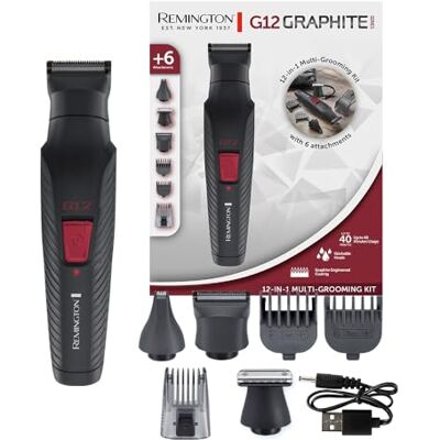Remington G12 Kit de Multi-Soins - 12-en-1, Lames Auto-Aiguisantes, 40 Min USB Remington G12 Kit de Multi-Soins - 12-en-1, Lames Auto-Aiguisantes, 40 Min USB