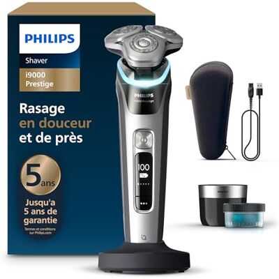 Philips Rasoir i9000 Prestige, rasoir électrique sec et humide, avec technologie Skin IQ, système Triple Lift & Cut, lames rotatives 360 Dual SteelPrecision, modèle XP9205/30 Philips Rasoir i9000 Prestige, rasoir électrique sec et humide, avec technologie Skin IQ, système Triple Lift & Cut, lames rotatives 360 Dual SteelPrecision, modèle XP9205/30
