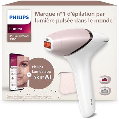 Philips Lumea série 9900 épilateur à lumière pulsée, alternative à l'épilation laser, SenseIQ et SkinAI, 2 embouts pour le corps et le visage, BRI950/02 Philips Lumea série 9900 épilateur à lumière pulsée, alternative à l'épilation laser, SenseIQ et SkinAI, 2 embouts pour le corps et le visage, BRI950/02