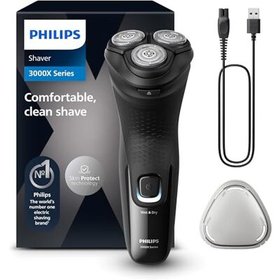 Philips Electric Shaver Series 3000x rasoir électrique Wet & Dry pour hommes, couleur Noir, avec technologie SkinProtect, tondeuse rétractable, rasoir ergonomique pour hommes (modèle X3001/00) Philips Electric Shaver Series 3000x rasoir électrique Wet & Dry pour hommes, couleur Noir, avec technologie SkinProtect, tondeuse rétractable, rasoir ergonomique pour hommes (modèle X3001/00)