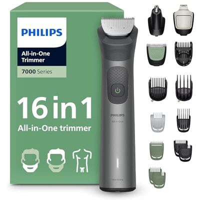 Philips Multigroom série 7000 Tondeuse tout-en-un 16 accessoires – tondeuse pour barbe, cheveux et corps, lames en métal auto-affûtées, 21 hauteurs de coupe (0,5-16 mm), modèle MG7931/15 Philips Multigroom série 7000 Tondeuse tout-en-un 16 accessoires – tondeuse pour barbe, cheveux et corps, lames en métal auto-affûtées, 21 hauteurs de coupe (0,5-16 mm), modèle MG7931/15