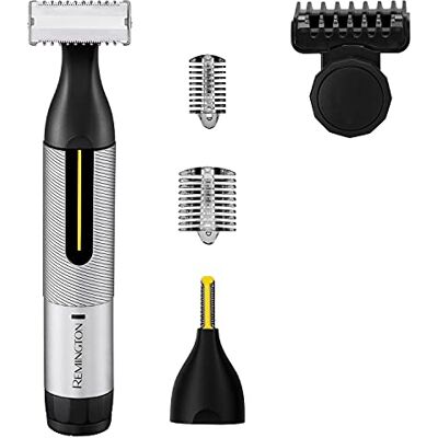 Remington Omniblade Rasoir hybride pour le visage et le corps 100% étanche rechargeable avec peigne à cadran de précision réglable et micro-tondeuse, noir Remington Omniblade Rasoir hybride pour le visage et le corps 100% étanche rechargeable avec peigne à cadran de précision réglable et micro-tondeuse, noir