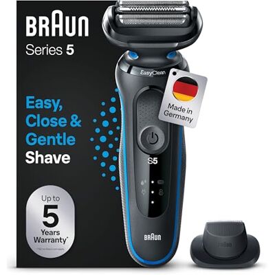 Braun Series 5 Rasoir Électrique pour Homme avec Accesoire Tondeuse De Précision, Technologie Wet & Dry, Rechargeable, Rasoir À Grille Sans Fil, 51-B1200s, Bleu Braun Series 5 Rasoir Électrique pour Homme avec Accesoire Tondeuse De Précision, Technologie Wet & Dry, Rechargeable, Rasoir À Grille Sans Fil, 51-B1200s, Bleu