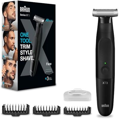 Braun Série X, tondeuse à barbe mâle électrique hybride et rasoir de corps, lame 4D, SkinShield, étanche, sans fil XT3100 Braun Série X, tondeuse à barbe mâle électrique hybride et rasoir de corps, lame 4D, SkinShield, étanche, sans fil XT3100