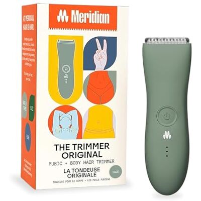MERIDIAN The Trimmer Original Tondeuse électrique pour poils pubiens, poitrine, jambes et bikini, imperméable et rechargeable, sauge MERIDIAN The Trimmer Original Tondeuse électrique pour poils pubiens, poitrine, jambes et bikini, imperméable et rechargeable, sauge