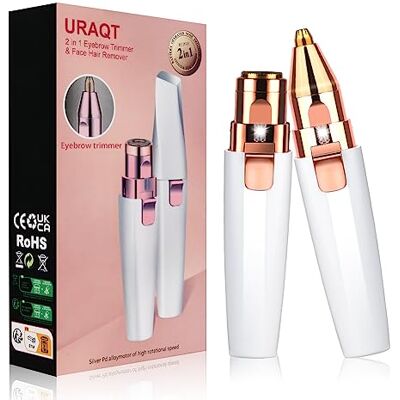 URAQT Epilateur Sourcil, Rasoir Électrique Femme, épilateur USB rechargeable 2 en 1avec Lumière LED Intégrée pour Epilation Sourcil Visage Lèvres Bikini Bras URAQT Epilateur Sourcil, Rasoir Électrique Femme, épilateur USB rechargeable 2 en 1avec Lumière LED Intégrée pour Epilation Sourcil Visage Lèvres Bikini Bras