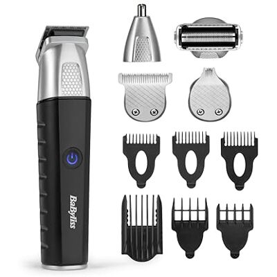 BaByliss Lithium Power MT812E Tondeuse multifonction 11 en 1 – Kit de toilettage sans fil comprenant tondeuse à barbe et tondeuse à poils de nez, étanche, cadeaux pour homme, noir/gris BaByliss Lithium Power MT812E Tondeuse multifonction 11 en 1 – Kit de toilettage sans fil comprenant tondeuse à barbe et tondeuse à poils de nez, étanche, cadeaux pour homme, noir/gris