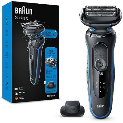 Braun Rasoir électrique Series 5 5018s Tondeuse de précision, rechargeable humide et sec EasyClean Noir/bleu Charge rapide 5 min pour 1 rasage Braun Rasoir électrique Series 5 5018s Tondeuse de précision, rechargeable humide et sec EasyClean Noir/bleu Charge rapide 5 min pour 1 rasage