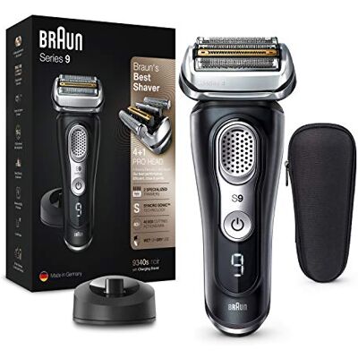 Braun Series 9 9340s Dernière Génération Rasoir Électrique Barbe Homme, Base de Recharge, Étui Tissu, Noir Premium, Idée Cadeau Homme Braun Series 9 9340s Dernière Génération Rasoir Électrique Barbe Homme, Base de Recharge, Étui Tissu, Noir Premium, Idée Cadeau Homme