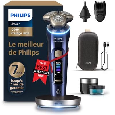 Philips Rasoir i9000 Prestige Ultra, Rasoir électrique sec et humide, Technologie Skin IQ Pro, Système Triple Lift & Cut, Lames de précision NanoTech rotatives 360°, 5 modes de rasage, XP9401/38 Philips Rasoir i9000 Prestige Ultra, Rasoir électrique sec et humide, Technologie Skin IQ Pro, Système Triple Lift & Cut, Lames de précision NanoTech rotatives 360°, 5 modes de rasage, XP9401/38
