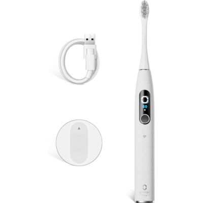 Oclean Brosse à dents électrique X Elite 10, écran tactile, 12 zones de suivi, 5 modes de brossage, brosse à dents sonique, avec minuterie, 40 jours d'autonomie, 45 dB, gris Oclean Brosse à dents électrique X Elite 10, écran tactile, 12 zones de suivi, 5 modes de brossage, brosse à dents sonique, avec minuterie, 40 jours d'autonomie, 45 dB, gris