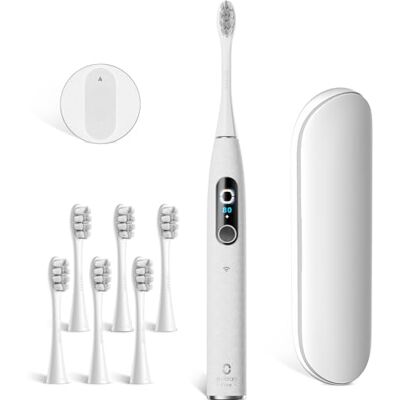Oclean Brosse à dents électrique X Elite 10, écran tactile, 12 zones de suivi, 5 modes de brossage, brosse à dents sonique, avec minuterie, 40 jours d'autonomie, 45 dB, Gris Set Oclean Brosse à dents électrique X Elite 10, écran tactile, 12 zones de suivi, 5 modes de brossage, brosse à dents sonique, avec minuterie, 40 jours d'autonomie, 45 dB, Gris Set