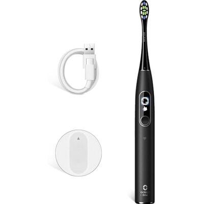 Oclean Brosse à dents électrique X Elite 10, écran tactile, 12 zones de suivi, 5 modes de brossage, brosse à dents sonique, avec minuterie, 40 jours d'autonomie, 45 dB, Noir Oclean Brosse à dents électrique X Elite 10, écran tactile, 12 zones de suivi, 5 modes de brossage, brosse à dents sonique, avec minuterie, 40 jours d'autonomie, 45 dB, Noir