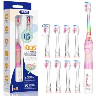 seago Enfants Brosse À Dents Électrique pour 3-12 Ans avec Minuteur de Brossage et Lumière Colorée de Couleur et 8 Souple Têtes de Brosse pour Junior Garçons et Filles SGEK6/SG977 (Rose FR) seago Enfants Brosse À Dents Électrique pour 3-12 Ans avec Minuteur de Brossage et Lumière Colorée de Couleur et 8 Souple Têtes de Brosse pour Junior Garçons et Filles SGEK6/SG977 (Rose FR)