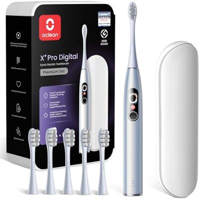 Oclean Brosse à dents électrique X Series Pro Digital Travel Set, 6 Brosettes et Étui de voyage, Écran tactile, Suivi en temps réel et 3 Modes, Autonomie 30 jours, Minuteur & Rappel, Set Gris perle Oclean Brosse à dents électrique X Series Pro Digital Travel Set, 6 Brosettes et Étui de voyage, Écran tactile, Suivi en temps réel et 3 Modes, Autonomie 30 jours, Minuteur & Rappel, Set Gris perle