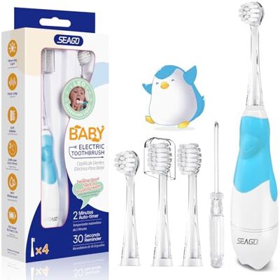 seago SG-513 Brosse À Dents Électrique pour Enfant et Bébé à partir de 0 à 3 Ans avec Minuteur de Brossage Lumière LED et 4 Souple Têtes de Brosse Brossage En Douceur pour Fille Garçon (Bleu Bébé) seago SG-513 Brosse À Dents Électrique pour Enfant et Bébé à partir de 0 à 3 Ans avec Minuteur de Brossage Lumière LED et 4 Souple Têtes de Brosse Brossage En Douceur pour Fille Garçon (Bleu Bébé)