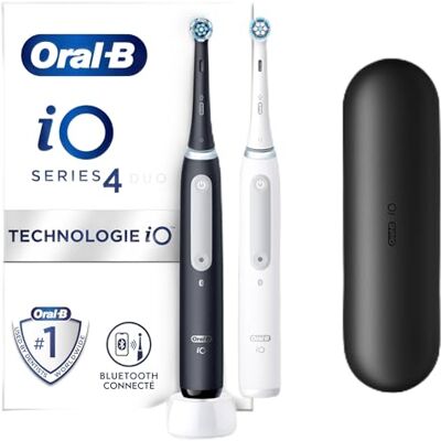 Procter & Gamble Oral-B iO série 4 Duo Brosses À Dents Électriques Noire Et Blanche, 1 pack de 2 unités Procter & Gamble Oral-B iO série 4 Duo Brosses À Dents Électriques Noire Et Blanche, 1 pack de 2 unités