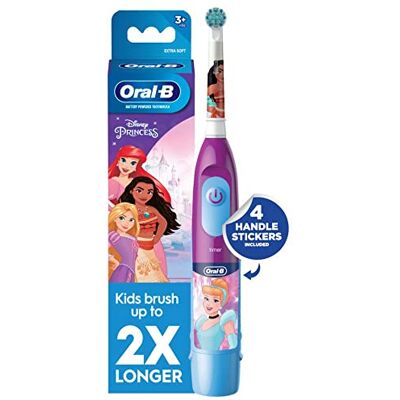 Oral-B Brosse à dents à batterie pour enfant Princesse Disney pour enfants à partir de 3 ans, rose/turquoise Oral-B Brosse à dents à batterie pour enfant Princesse Disney pour enfants à partir de 3 ans, rose/turquoise