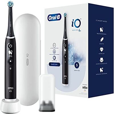 Oral-B iO Series 6 Brosse à dents électrique, 5 modes de brossage pour soins dentaires, technologie magnétique, écran et étui de voyage, cadeau pour homme/femme, conçue par Braun, lave noire Oral-B iO Series 6 Brosse à dents électrique, 5 modes de brossage pour soins dentaires, technologie magnétique, écran et étui de voyage, cadeau pour homme/femme, conçue par Braun, lave noire