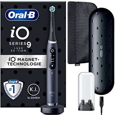Oral-B iO Series 9 Brosse à dents électrique Noir Comprend 1 tête de brosse, étui de chargement de voyage, vainqueur du test CHIP (11/25), brosse à dents électrique avec 7 Oral-B iO Series 9 Brosse à dents électrique Noir Comprend 1 tête de brosse, étui de chargement de voyage, vainqueur du test CHIP (11/25), brosse à dents électrique avec 7