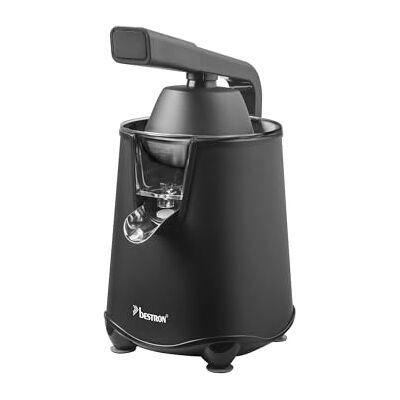 Bestron Presse-agrumes électrique avec fonction d'arrêt des fuites et tamis à pulpe en acier inoxydable, avec 2 cônes de pressage, capacité de 450 ml, levier Soft-Press pour une utilisation facile Bestron Presse-agrumes électrique avec fonction d'arrêt des fuites et tamis à pulpe en acier inoxydable, avec 2 cônes de pressage, capacité de 450 ml, levier Soft-Press pour une utilisation facile