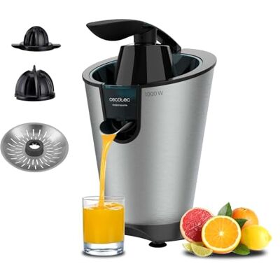 Cecotec EssentialVita PowerFresh 1000 Inox Presse-agrumes électrique 1000 W Filtre inoxydable Cône amovible Levier de pression Système anti-gouttes Facile à nettoyer Design élégant Cecotec EssentialVita PowerFresh 1000 Inox Presse-agrumes électrique 1000 W Filtre inoxydable Cône amovible Levier de pression Système anti-gouttes Facile à nettoyer Design élégant