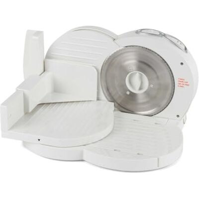 PROGRESS trancheuse électrique, 150 W, épaisseur réglable 1-15 mm 3 vitesses, lame en inox 170 mm, protège-pouce de sécurité, cadre pliable, pour viande, fromage et pain PROGRESS trancheuse électrique, 150 W, épaisseur réglable 1-15 mm 3 vitesses, lame en inox 170 mm, protège-pouce de sécurité, cadre pliable, pour viande, fromage et pain