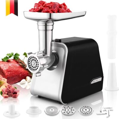 Nictemaw 2000W Hachoir à Viande Électrique 4 en 1, Traite 1,8 kg/min. Machine saucisse comprend 3 grilles, un embout à saucisses et un accessoire à biscuits. Idéal pour la maison Nictemaw 2000W Hachoir à Viande Électrique 4 en 1, Traite 1,8 kg/min. Machine saucisse comprend 3 grilles, un embout à saucisses et un accessoire à biscuits. Idéal pour la maison