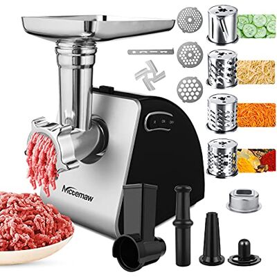 Nictemaw Hachoir à viande électrique, 2000 W Max,4 en 1 Saucisse et Machine à hacher à viande,Machine à Biscuits, Machine à Salades,Machine à découper des cubes, Corps en acier inoxydable Nictemaw Hachoir à viande électrique, 2000 W Max,4 en 1 Saucisse et Machine à hacher à viande,Machine à Biscuits, Machine à Salades,Machine à découper des cubes, Corps en acier inoxydable
