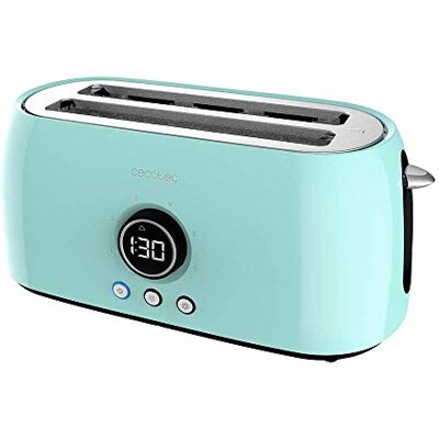 Cecotec Grille-pain Digital ClassicToast 15000 Blue Extra Double. 1500 W, 2 fentes longues extra larges pour 4 toasts, Affichage numérique, 3 fonctions, Tiges supérieures, Turquoise Cecotec Grille-pain Digital ClassicToast 15000 Blue Extra Double. 1500 W, 2 fentes longues extra larges pour 4 toasts, Affichage numérique, 3 fonctions, Tiges supérieures, Turquoise
