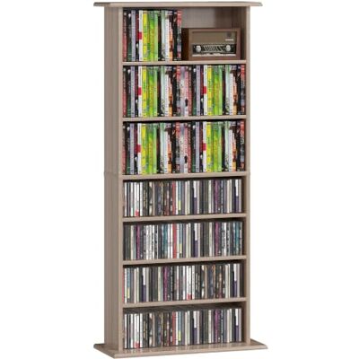 HOMCOM Rangements pour CD et DVD 58x24x126,3cm Naturel Meuble de Rangement Multimédia, Capacité Max. 360 CDs/185 DVDs et Blu-ray, 8 Compartiments et 6 Étagères Réglables HOMCOM Rangements pour CD et DVD 58x24x126,3cm Naturel Meuble de Rangement Multimédia, Capacité Max. 360 CDs/185 DVDs et Blu-ray, 8 Compartiments et 6 Étagères Réglables