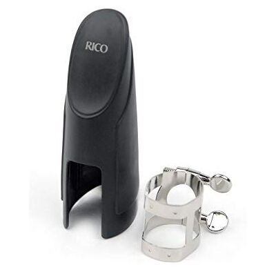 Rico Ligature et couvre-bec , pour saxophone ténor avec embouchure métallique, plaqué nickel Rico Ligature et couvre-bec , pour saxophone ténor avec embouchure métallique, plaqué nickel