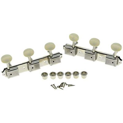 KAISH Accordeur de guitare vintage en nickel avec 3 touches de chaque côté 3 x 3 sur une plaque Blanc vieilli KAISH Accordeur de guitare vintage en nickel avec 3 touches de chaque côté 3 x 3 sur une plaque Blanc vieilli