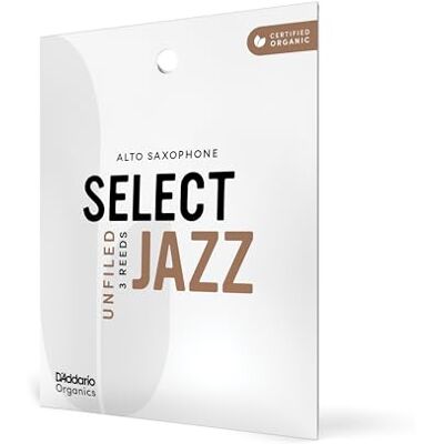 D'Addario Woodwinds Organic Select Jazz Lot de 3 anches pour saxophone alto non limées – Scellées individuellement – 2 moyennes D'Addario Woodwinds Organic Select Jazz Lot de 3 anches pour saxophone alto non limées – Scellées individuellement – 2 moyennes