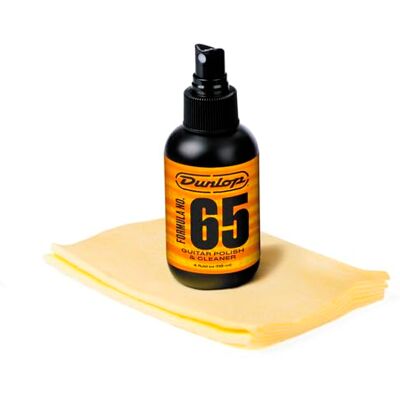 Dunlop 654 Formula 65 Kit de polissage et nettoyant pour guitare, format spray 100 ml, avec chiffon en microfibre Dunlop 654 Formula 65 Kit de polissage et nettoyant pour guitare, format spray 100 ml, avec chiffon en microfibre