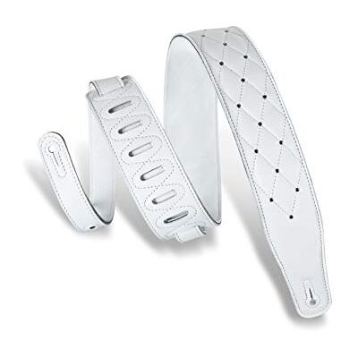 Levy's Leathers MG26DS-WHT_ABK Sangle de guitare en cuir touffeté Blanc/argenté 6,35 cm Levy's Leathers MG26DS-WHT_ABK Sangle de guitare en cuir touffeté Blanc/argenté 6,35 cm