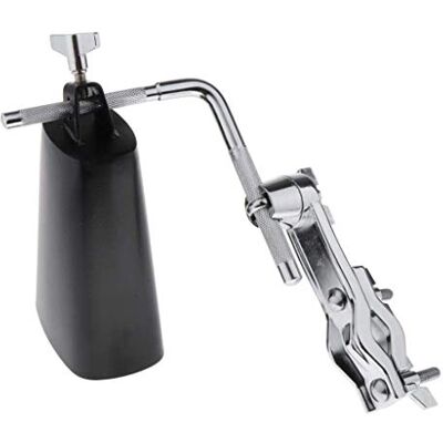 U/D Instrument de percussion avec cloche de vache de 15,2 cm Finition noire Pour batterie avec support de serrage U/D Instrument de percussion avec cloche de vache de 15,2 cm Finition noire Pour batterie avec support de serrage