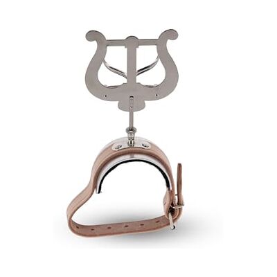 GEWA Porte-partitions de marche Flûte Nickelé Grande Lyra 2 poussoirs Bracelet en cuir avec plaque en aluminium GEWA Porte-partitions de marche Flûte Nickelé Grande Lyra 2 poussoirs Bracelet en cuir avec plaque en aluminium