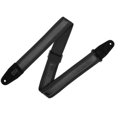 Levy's Leathers Cotton Combo Series Sangle de guitare en coton avec bandes en cuir Largeur 5 cm Noir Levy's Leathers Cotton Combo Series Sangle de guitare en coton avec bandes en cuir Largeur 5 cm Noir